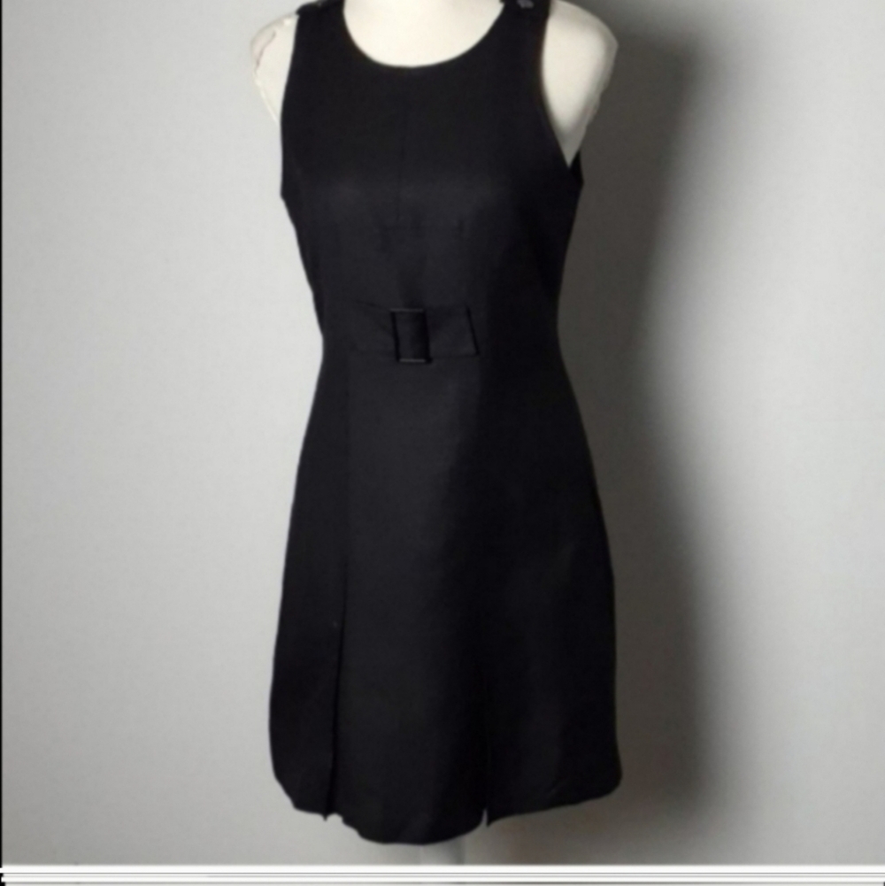 Isabella Demarco linen Blend Sheath Mini dress Little Black Dress Minimalist